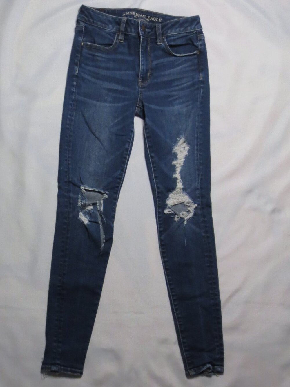 AMERICAN EAGLE womens JEANS blue HIGH RISE denim JEGGING super stretch SIZE 4